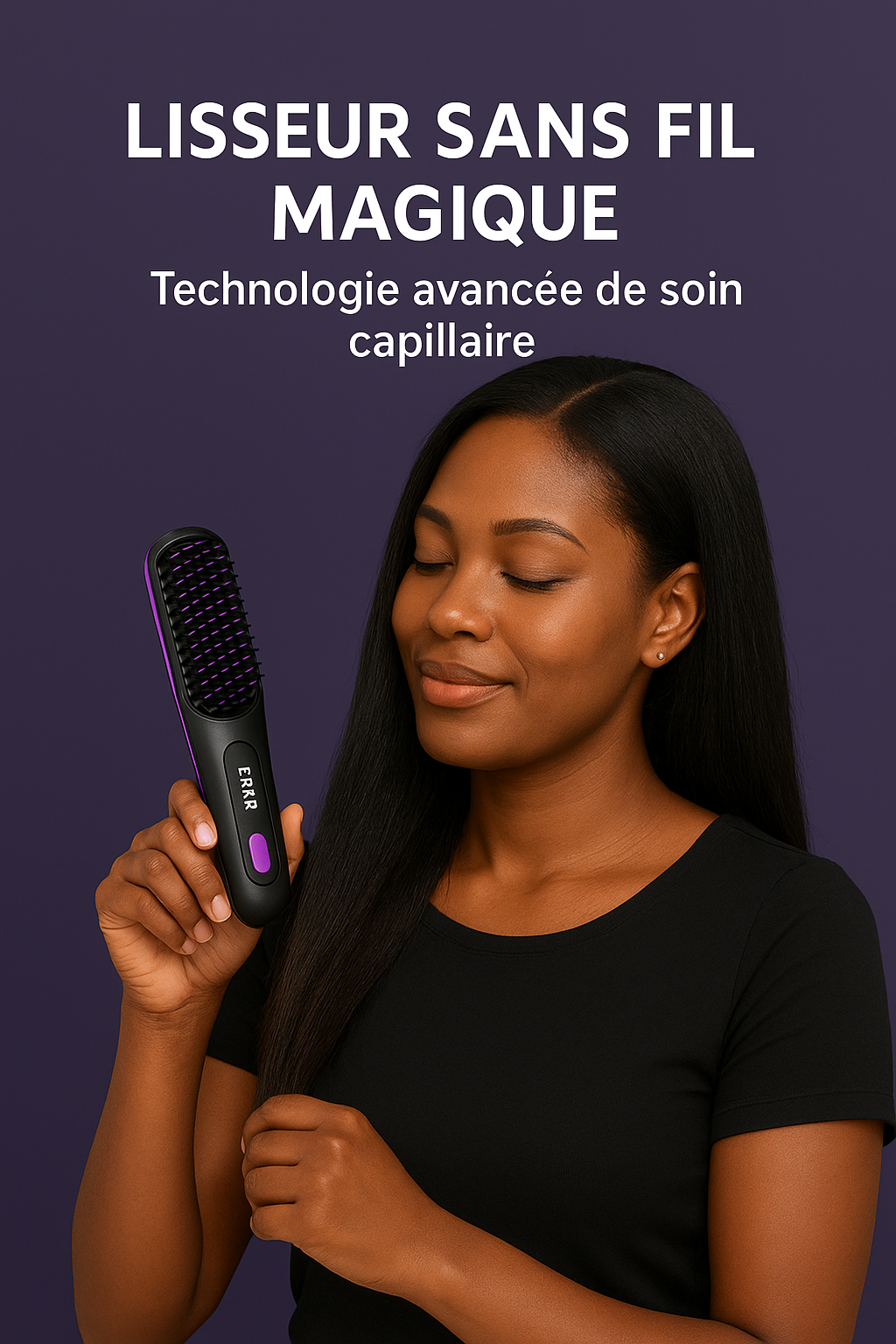 ✨ Brosse Lissante Chauffante 2-en-1 – Cheveux lisses et soyeux en un seul geste