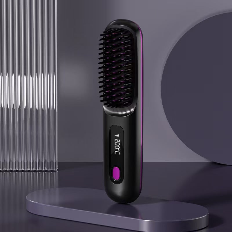 ✨ Brosse Lissante Chauffante 2-en-1 – Cheveux lisses et soyeux en un seul geste