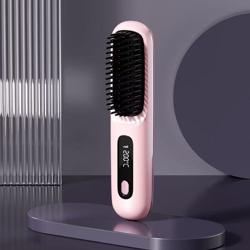 ✨ Brosse Lissante Chauffante 2-en-1 – Cheveux lisses et soyeux en un seul geste