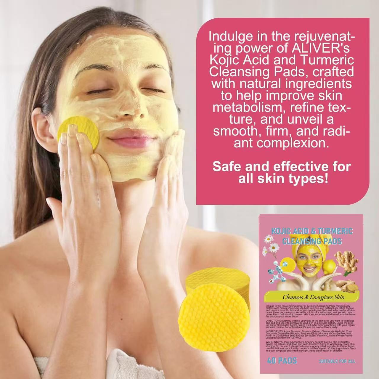 🌟 Golden Glow Pads – Nettoyant Éclat au Curcuma & Acide Kojique